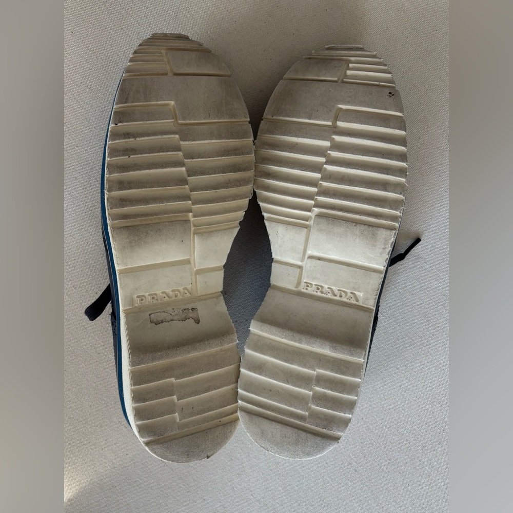 Prada Navy Blue Leather Wingtip Brogue Platform Sneakers 3E5400 Sz: 39.5 - Picture 9 of 11